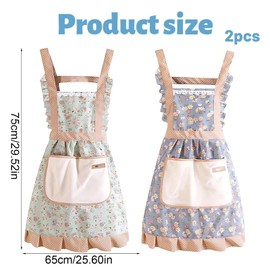 JazRvr Pack of 2 Women's Cooking Aprons, Adjustable Cooking Apron, Mum, Cooking Apron for Cooking, Baking, Restaurant, Cafe, Home (Green and Blue)