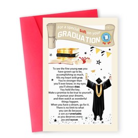 Zyulin Graduation Gifts for Son, College High School Graduation Card 2025 with Envelope, Congratulations Card for Him from Dad Mom, To My Special Son Card
