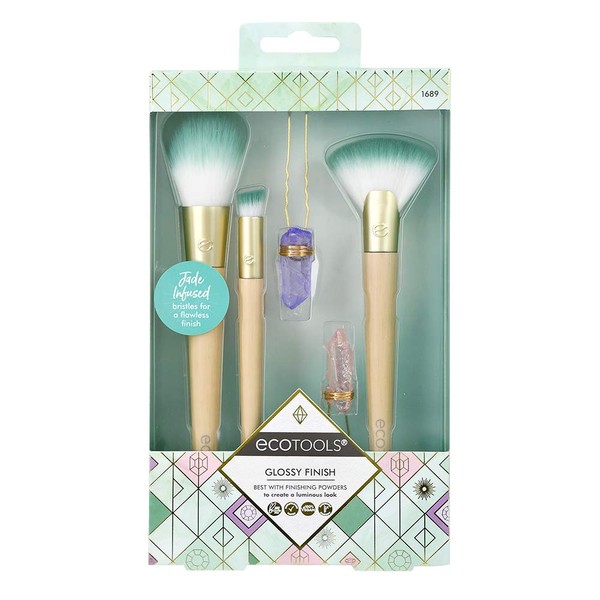 Ecotools Glossy Finish MakeUp Brush Set, Beige/Green (Set of 5)