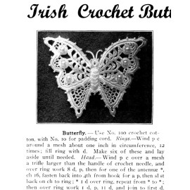 Timeless Patterns  Antique Irish Butterfly & Pearl Beads, Reproduction Applique Crochet Pattern!