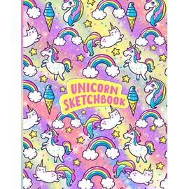 Unicorn Sketch Pad For Kids: Pink Glitter Unicorn Drawing Sketch Book For Girls And Kids