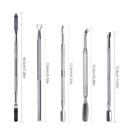 siyuwuro 5Pcs Cuticle Pusher Stainless Steel Cuticle Putter Nail Art Stirring Rod for Nail Polish Palette Cuticle Care Tools for Remove Cuticle Dead Skin, Manicure Pedicure