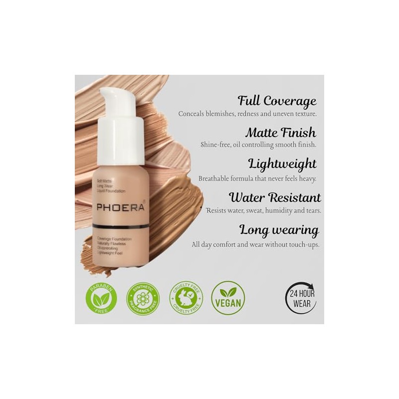 Foundation, Full Coverage Foundation, Soft Matte, Oil Control Foundation Makeup