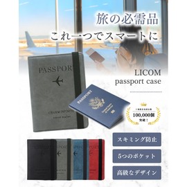 LICOM Passport Case, Skimming Prevention, Multifunctional Storage, Passport Cover, Lightweight, Compact, Security Measurement, For International Travel, Travel Pouch, gray