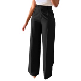 Cheroma Pantalones De Vestir para Mujer Women's High Waisted Black Wide Leg Slacks Dressy Casual Suit Pants (Black, L)