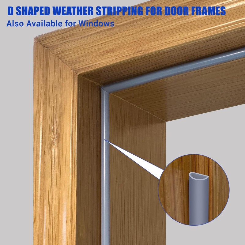 Weather Stripping Door Seal, Self Adhesive Silicone D Shaped Weather