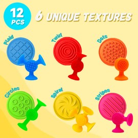 Suction Cup Toys Bath Toys - 12 Pcs Sensory Textured Fidget Toys for Kids Toddler, Suction Bath Toys Suction Cup Fidget Toys for Travel