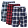 yuyangdpb Men's 3-Pack Woven Pajama Short Cotton Plaid Sleepwear Shorts