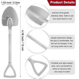 Comicfs 10 Pcs 4.7 Inches Silver Shovel Shape Demitasse Espresso Spoons, Stainless Steel Mini Coffee Spoons Set, Small Spoons for Dessert, Tea, Appetizer, Party Supplies (10 Spoons, Silver)