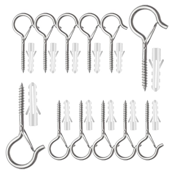Yphzmtz Pack of 12 Stainless Steel Screw Hooks Heavy Duty