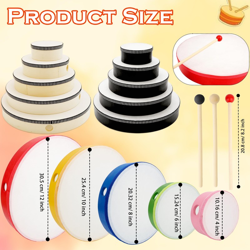 15 Set Hand Drums 12 Inch 10 Inch 8 Inch