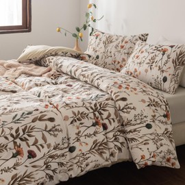 Duvet Cover Queen, Ultra Soft Colorful Floral Duvet Cover, 3 Piece Breathable Queen Duvet Cover Set with Zipper Closure, 4 Corner Ties, (90x90 Inch, White)