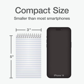 Oxford Spiral Memo Pads, Top Wire Bound, 3 x 5 Inch Pocket Notepad, College Ruled, Assorted Primary Colors, 75 Sheets, 5 Pack (25091)