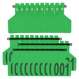 50Pcs Z Tags One-Piece TPU Large Size Cattle Ear Tags 001-050 Number Livestock Animal for Cattle Cows Pigs Goats Sheep Calf Animal Identification Tag (Green)