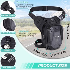 BKNOOU Drop Leg Bag for Men Women Motorcycle Leg Bags Tactical Thigh Bag with Removable Leg Straps Waterproof Fanny Pack Outdoor Leg Pouch for Running Hiking Climbing Cycling Fishing Travel Riding