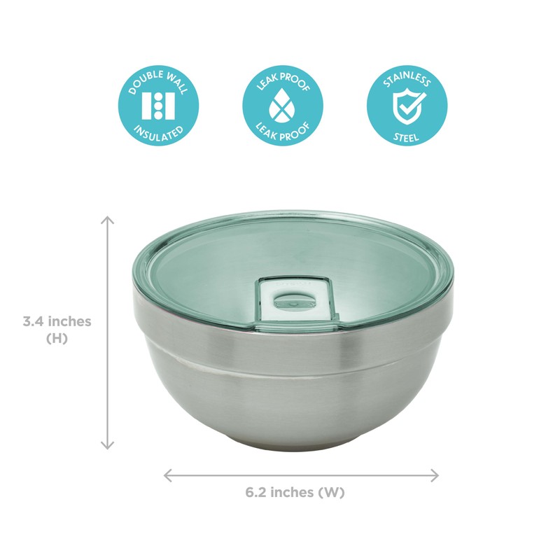 Smash Double Wall Microwave Safe Stainless Steel Bowl (Sage)