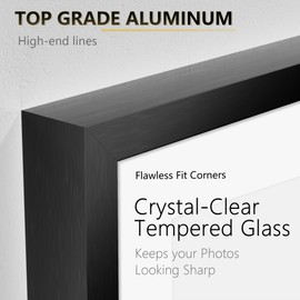 Tinkeps 24x36 Metal Poster Frame, 24 x 36 inches Aluminum Picture Frame with Mat for 20x30 Photo, Tempered Glass Cover, Black Wall Hanging Photo Frame for Home Décor