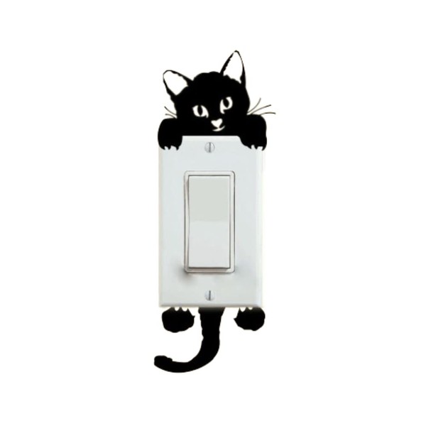Itisyou Wall Sticker Wall Switch Display 3D Wall Sticker Black Cat Wall Sticker Light Switch Decoration DIY Decor Decal