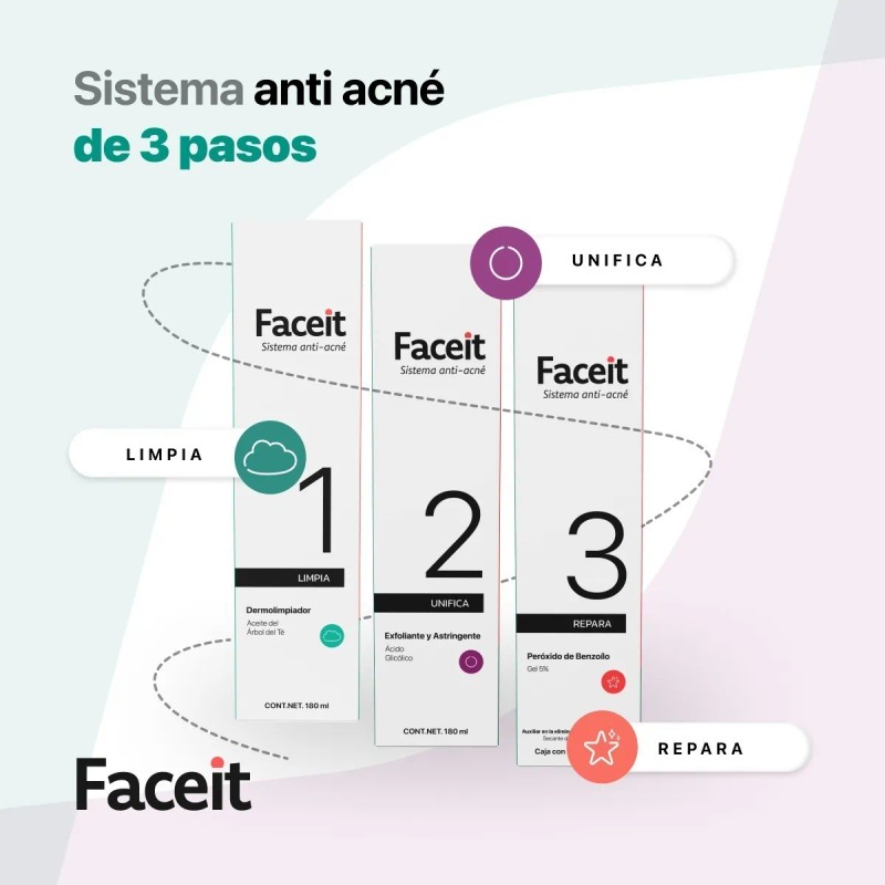 Rutina Facial Tratamiento Contra Acne 3 Pasos Kit Faceit