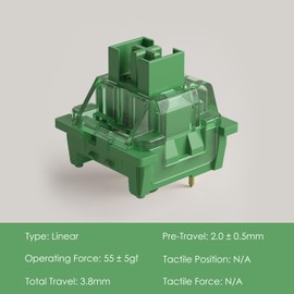 Akko V3 Matcha Green Pro - Interruptor de teclado con vástago a prueba de polvo para teclado mecánico de juegos, interruptores lineales de fuerza de accionamiento de 50 gf (45 piezas)
