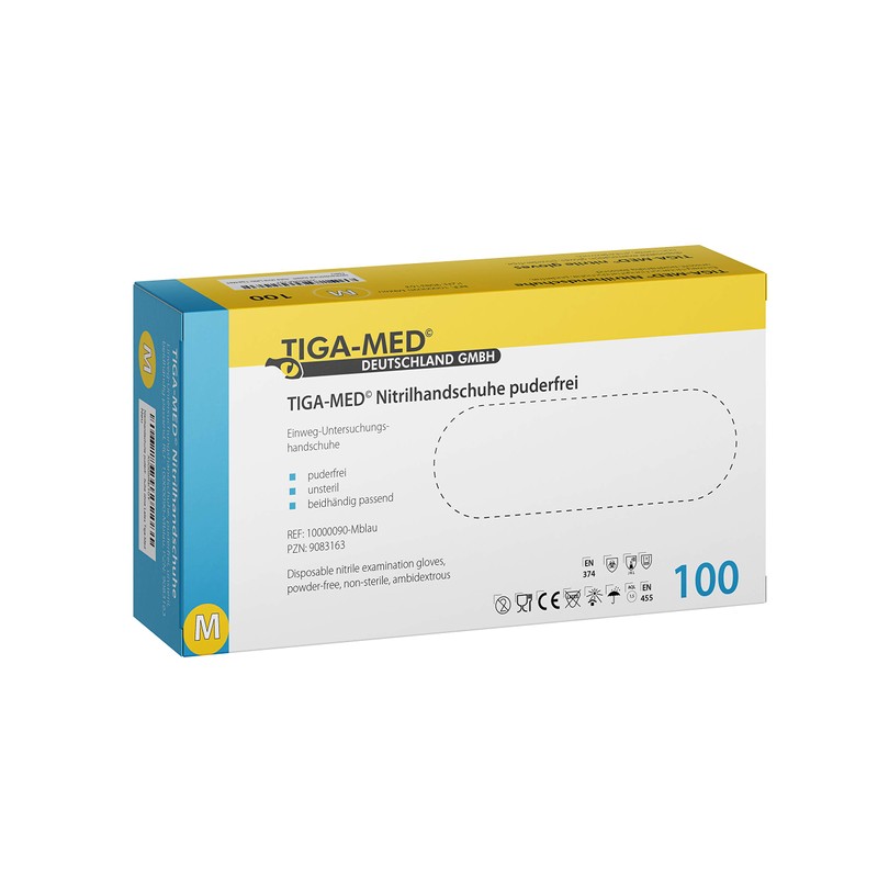 Tiga-Med Nitrile Gloves Blue Powder-Free Disposable Gloves Made of Nitrile