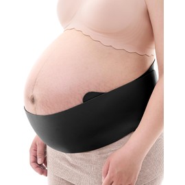 momcozy Pregnancy Belly Band - Ergonomic Back Support & Breathable Material - Adjustable Maternity Belt to Relieve Abdomen, Pelvis and Back Pain, Black, XL