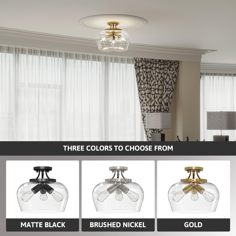 VONLUCE Semi Flush Mount Ceiling Light, 13.8" Ceiling Light Fixture