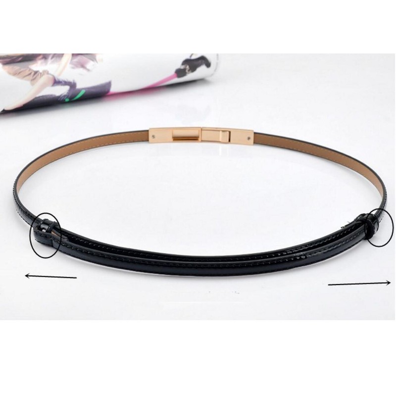 Diyafas Thin Leather Belt with Metal Buckle Women's Dress Decorative