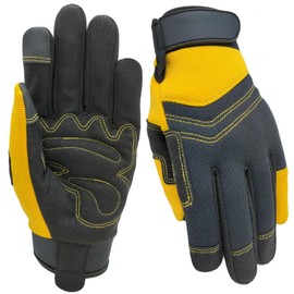 MSUPSAV Utility Work Glove,Multipurpose Yard Work Gloves,Multifunctional Synthetic Leather Mechanic Gloves,Spandex Working Glove,Outdoor Gloves,Tounchscreen,Best Gifts(Yellow, Medium)