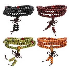 Eigso Wooden Beads Bracelet Men Women 8 mm for Meditation Buddhist Wrist Christmas Gifts, Wood