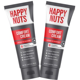 HAPPY NUTS Comfort Cream Deodorant - Anti-Chafing Sweat Defense, Odor Control, Aluminum-Free Mens Deodorant & Hygiene Products for Men's Private Parts 2.25 oz. (2.25 Fl Oz (Pack of 2), Original)