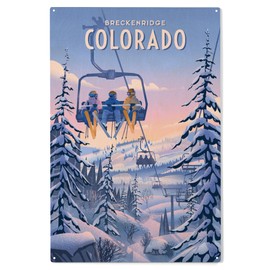 Lantern Press 10x15 Inch Wood Sign, Ready to Hang Wall Decor, Breckenridge, Colorado, Chill on the Uphill, Ski Lift