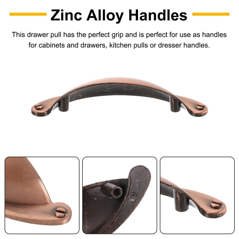 sourcing map Drawer Pulls, 4Pcs 2-1/2" - Zinc Alloy Brushed