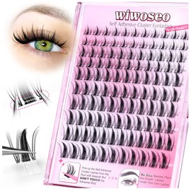 wiwoseo Self Adhesive Lash Clusters Spiky Self Adhesive Lashes Manga Lash Clusters Fairy Lashes Clusters No Glue Lashes Pre Glued Eyelash Clusters Press on Lashes Waterproof Eyelash Extensions