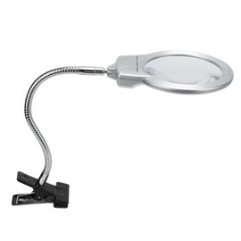 LED Illuminating Magnifier with Clamp Optical Lens Adjustment Hose Magnifying Glass with 2 LEDs for Reading Handicrafts