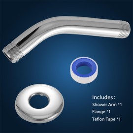 Shower Arm with Flange and Teflon Tape,Markcco 6'' Extension Shower Head Arm for Fixed Shower Head and Rain Shower Head, Stainless Steel, Wall Mounted (Chrome)