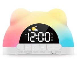 Hournor Alarm Clock, Ok to Wake Alarm Clock for Kids, Toddlers Sleep Training Clock with 11 Colors Night Light, Birthday Gift for Boys Girls Children (R8825W)