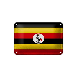 FEMER Tin Sign Uganda Flag 18 x 12 cm Flag of Uganda Vintage Decoration