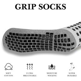 Linkidea Kids Soccer Grip Socks (2 Pair), Anti Slip Soccer Socks for Kids Age 6-9, Soccer Non Slip Socks with Grip Pads, Blister Prevention, Towel Cushioned (White)