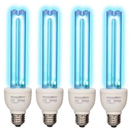 BAIMNOCM 4 Pack 25 Watt UV Light Bulb with Ozone, UVC Lamp, 185nm/254nm lamp for Home E26 Base 4 Count