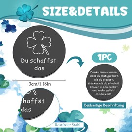 Photect Motivational Bag Hug Lucky Charm with Bag Du Schaffst Das Glücksbringer Stainless Steel Double-Sided Token Inspirational Gift Round Lucky Coin, Stainless Steel