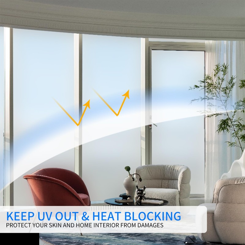 DERZGAO Window Privacy Film with Installation Tools, Static Cling, Anti