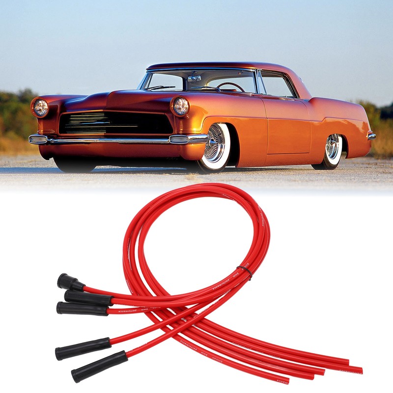 Spark Plug Ignition Wire Set Red High Performance Silicone 1m