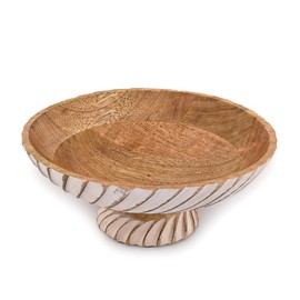 EDHAS Decorative Bowls Mango Wood Wooden Bowl Hand Carved Home Decor for Dining Table Center Used as Centerpiece for Kitchen Counter or Dining Table (12" X 12" X 4.75")