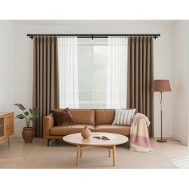 Double Curtain Rod 72 to 144 Inch, HOTOZON 1 Inch Heavy Duty Double Curtain Rods for Windows 60 to 140 Inches(5-11.6 ft), Telescoping Drapery Rod with Simple End Finials, Black