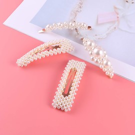 Snap Pearl Hair Clips and Barrettes - Large 3.3 Hair Accessories for Women, Girls, and Children, Ideal for Daily Styling or Party Wedding