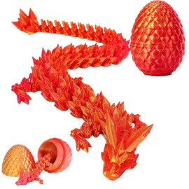 Jiounie Dragon Egg with Dragon, 3D Printed Dragon Egg, 3D Dragon, Realistic Dragon Eggs in the Egg Jointed Fully Movable, Surprise Easter Dragon Eggs, Home Decor (Radiant Red)