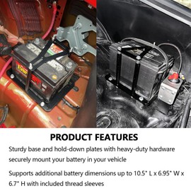 RiAiCiING Universal Battery Tray Hold Down Mount Bracket for Optima Red Yellow Blue Top 34 34/78, D34 D34/78, 34M D34M