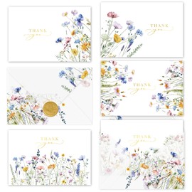 Gooji Thank You Cards with Envelopes 4x6 Matching Parchment Envelopes, Assorted Bulk Packs, Watercolor Birthday Party, Baby Shower, Bridal Shower, Weddings, Greeting Cards, Blank Notes
