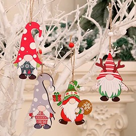 Gnomos de Madera Adornos para árboles Decoraciones para árboles de Navidad de Madera Etiquetas de Regalo Colgantes InteriorExterior Casa Granja